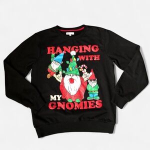 Hanging with my Gnomies Black Red Ugly Christmas Sweater Sweatshirt Pullover